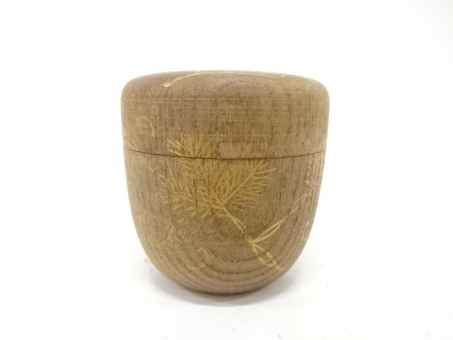  筑城筑良造　松唐草　蒔絵　桑利休棗